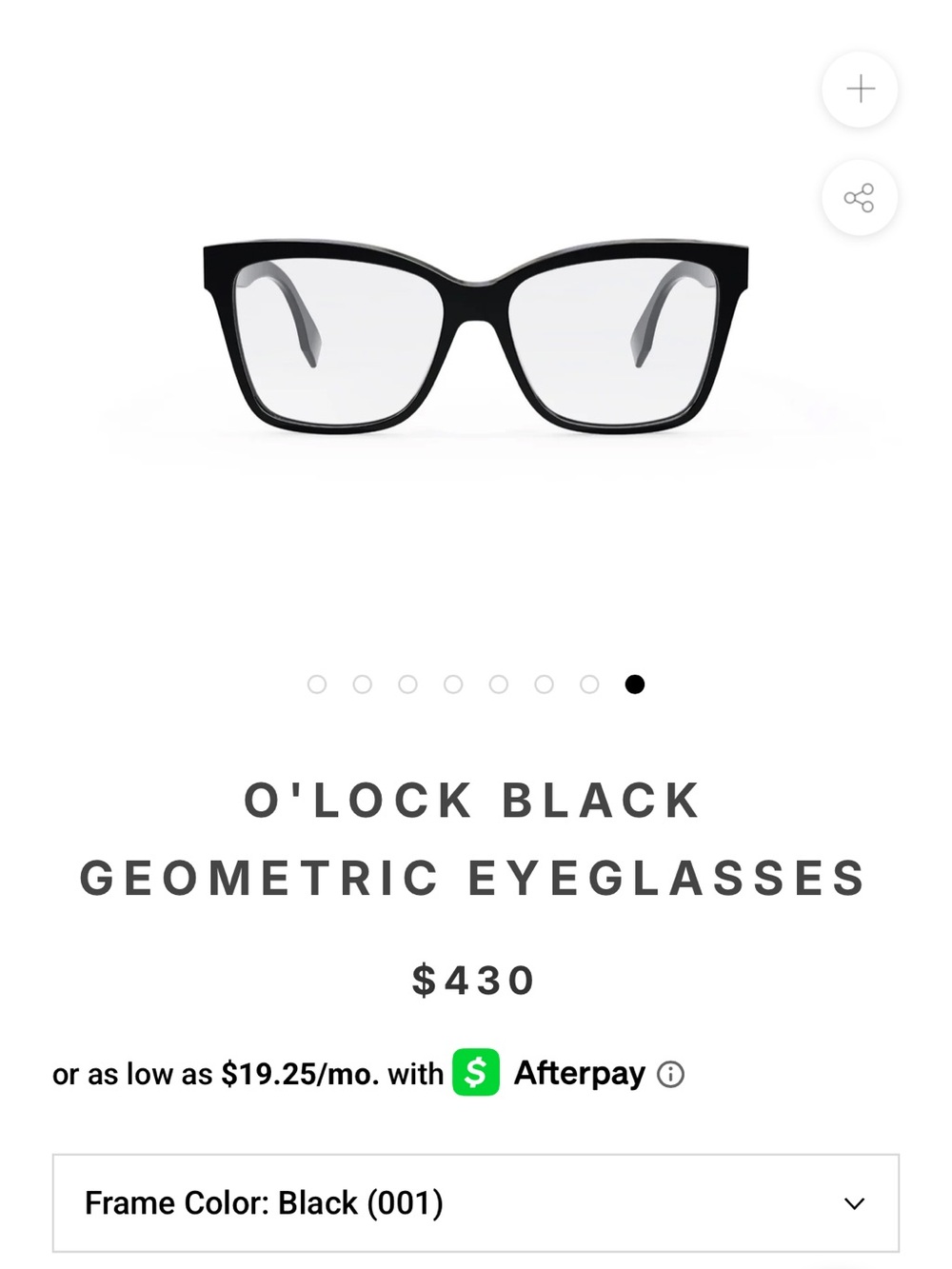Fendi O'Lock Black Geometric Eyeglasses